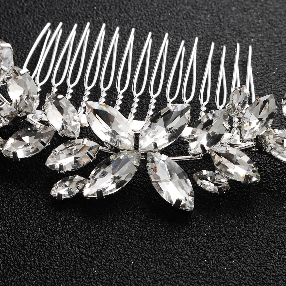 Classic Austrian Crystal Hair Combs Silver Color Alloy Wedding Jewelry Hair Accessories Headdress Bride\'s Tiara