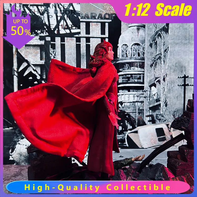 

1/12 Scale Female Soldiers Crimson Witch Wanda Cloak with Iron Wire Clothes Model for 6'' Ml Action Figures Scene Accessories