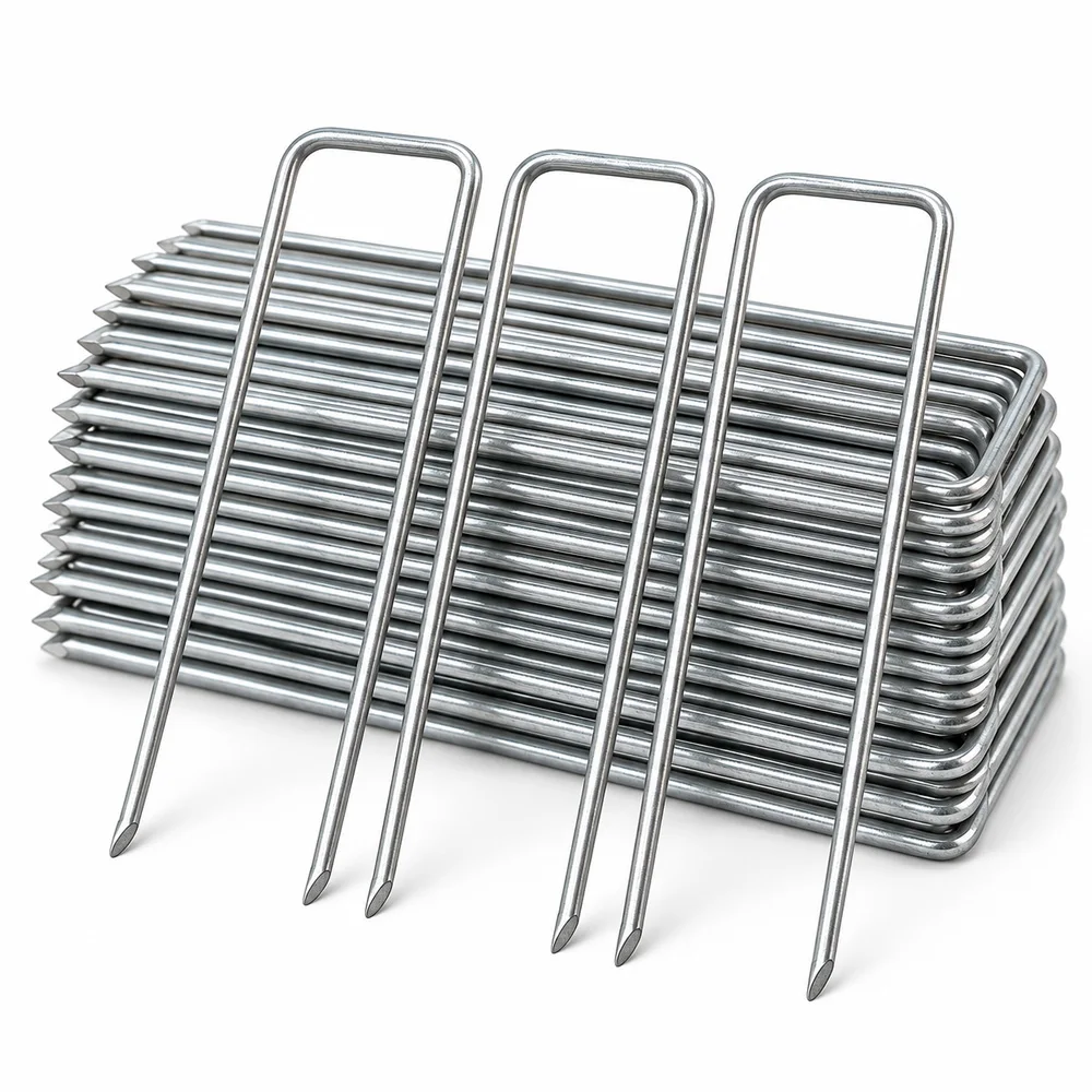 10/15/20cm Landscape U-Shaped Garden Pins Garden Stakes Staples Heavy Duty Yard Lawn Tent Stakes Securing Pegs for Weed Control