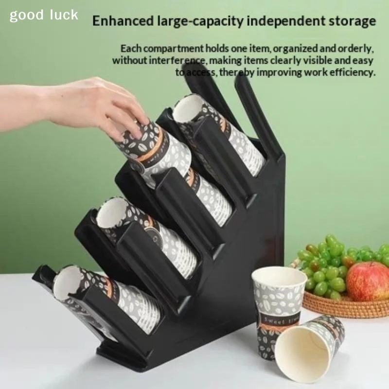AnswerPlastic Paper Cup Storage Rack 4 Slots Thickened Sturdy For Coffee Tea Shop Counter Use