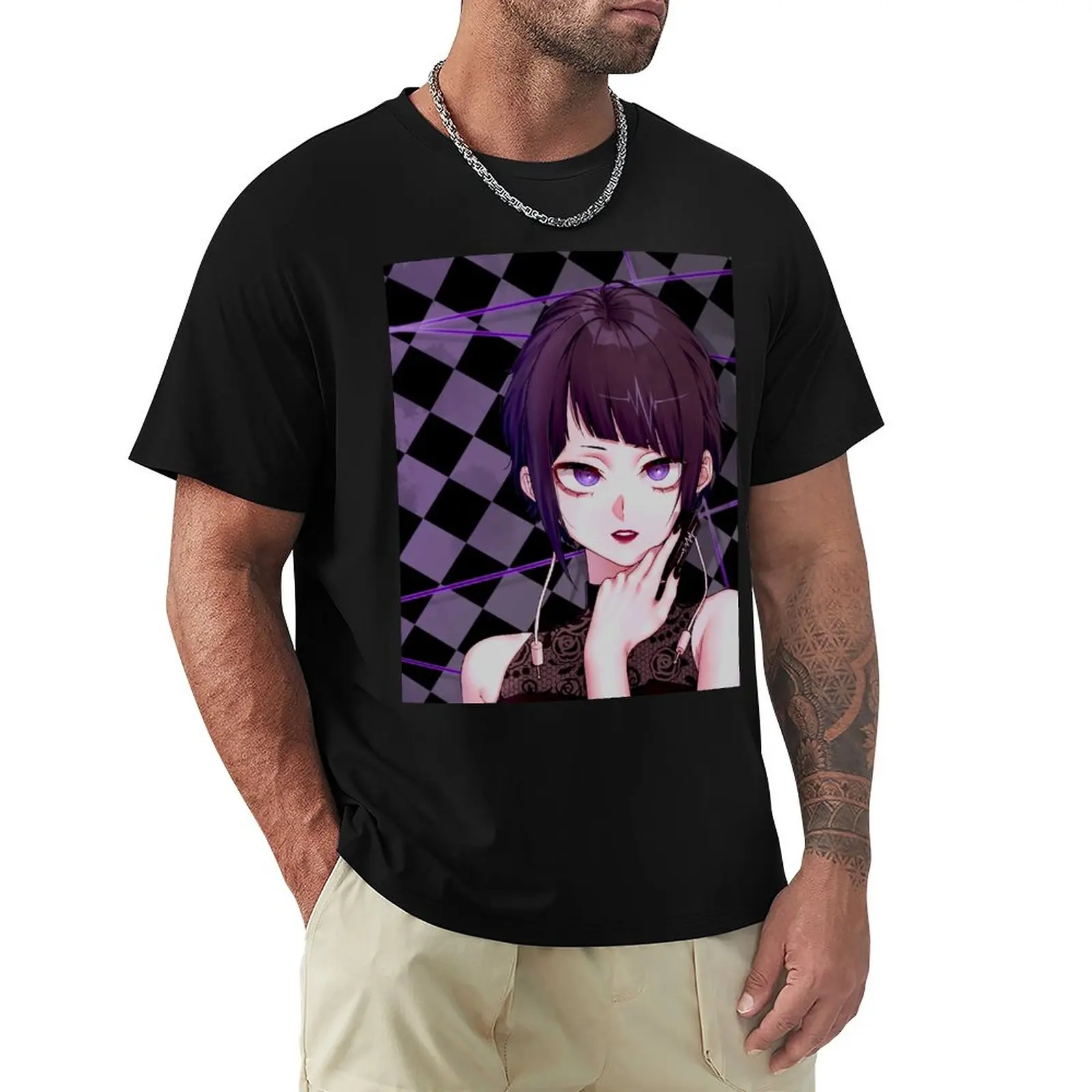 Jiro Kyoka (Purple Checkered) T-Shirt cat shirts summer clothes mens t shirts pack