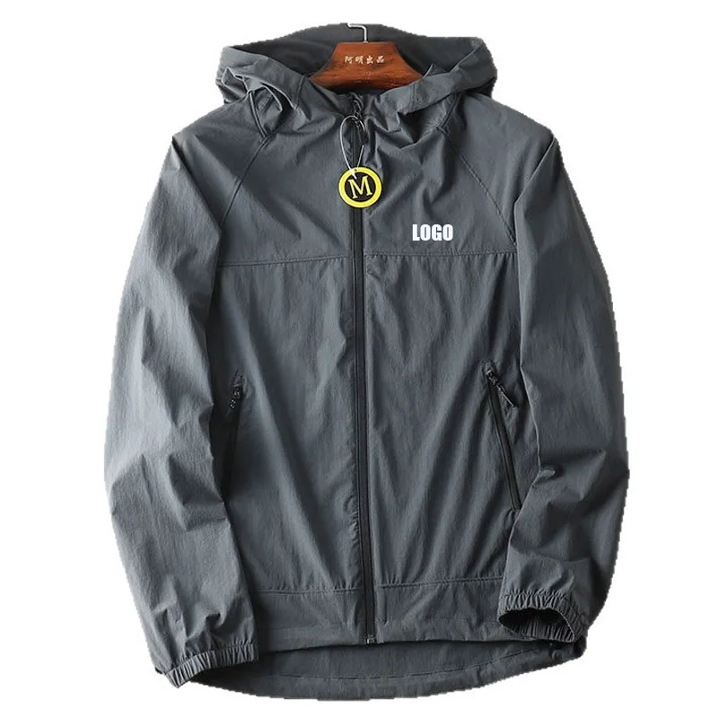Customized LOGO Men's Lightweight Spring and Autumn Sports Casual Windproof Waterproof Zipper Pocket Hooded Jacket Jacket