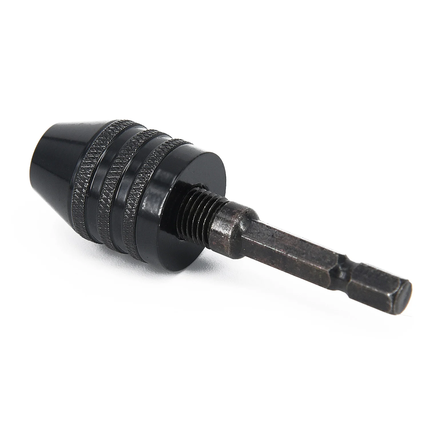 Adapter Bit Keyless Converter Hex Tool Hexagonal Shank Drill Chuck 0.3-6.5mm 71x22mm Aluminum Alloy Black 1 pc