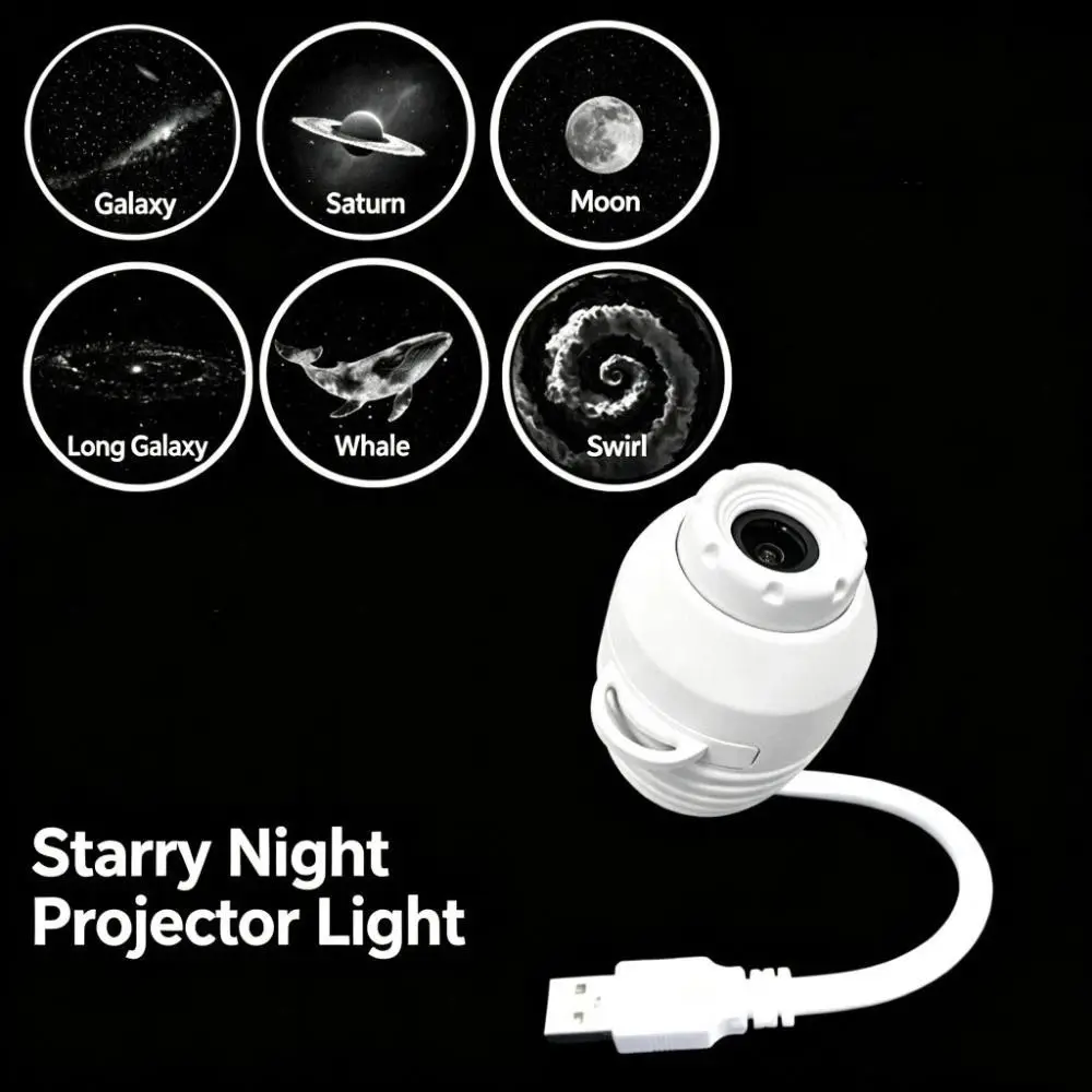 360° Rotating Galaxy Projector 3/6Pcs Slides Stepless dimming Star Projector USB Powered HD Holographic Night Light Home