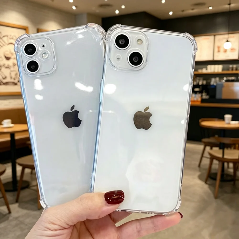 Advanced Four Corner Anti Fall Hyaline Phone Case For iPhone 17 16 15 14 13 12 11 Pro Xs Max Plus Air Mini XR X 17e 16e Cover