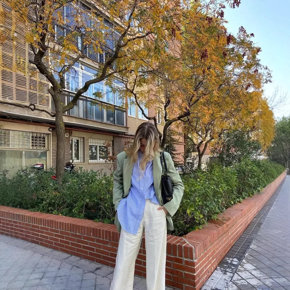 

Женский пиджак с v-образным вырезом в европейском и американском стиле, популярная одежда Ins Fashion для женщин