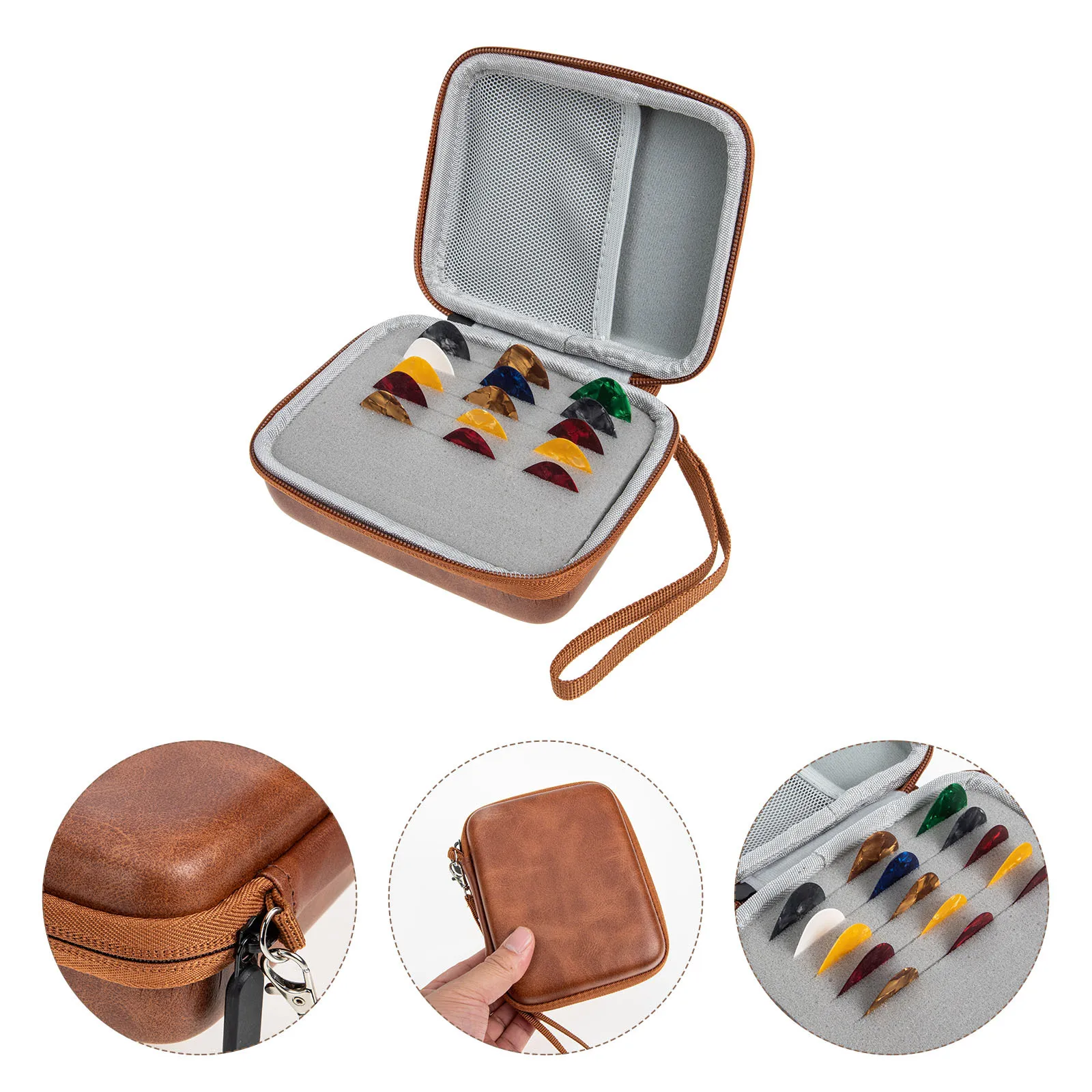 

1Set Guitar Plectrums Durable Folk Electric Pick Set Portable Practical Guitar Picks Pouch Stringed Instrument Parts