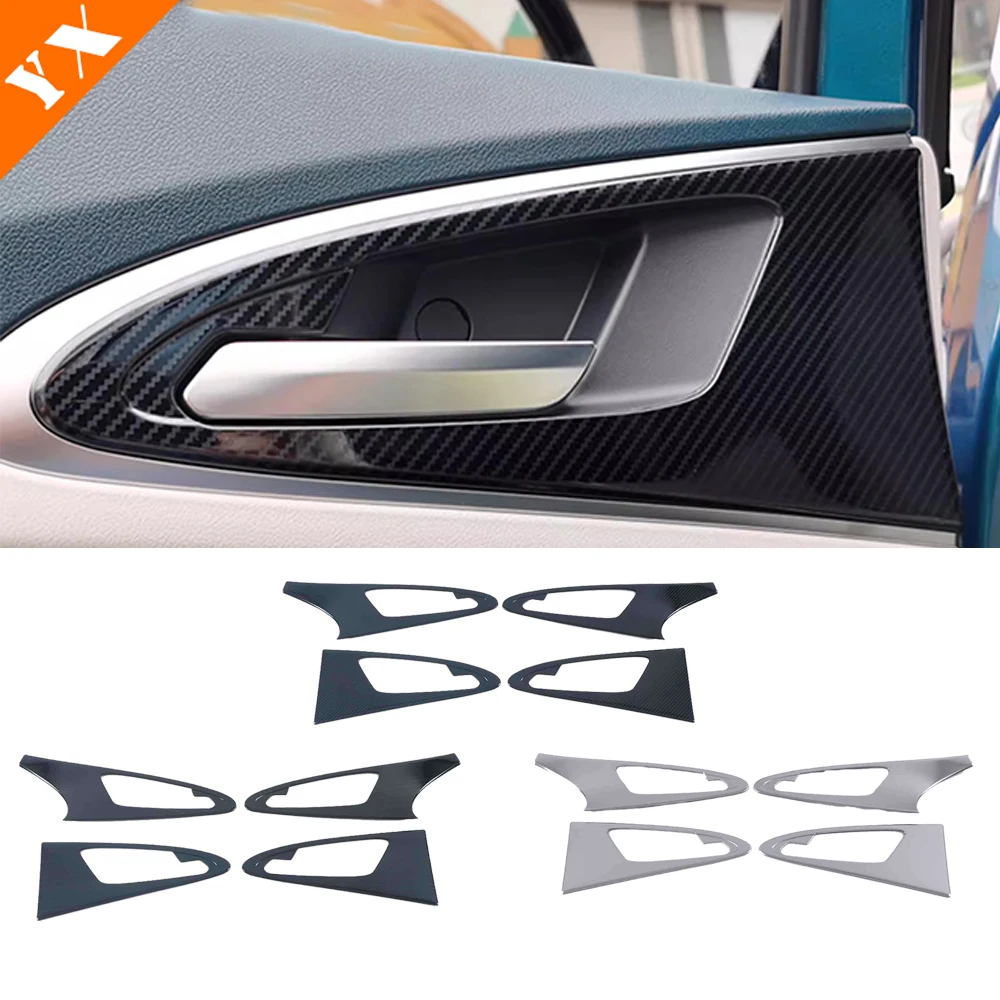 For Great Wall ORA GT 2021-2024 Accessories Stainless Carbon Car Inner Door Handle Armrest Window Trim  Decor Anti Scratch Cover