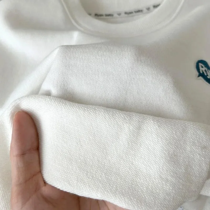 2025 Spring New Children Cotton Sweatshirt Cartoon Embroidery Boys Girls Long Sleeve Casual Pullover Tops Kids Bottoming Shirts