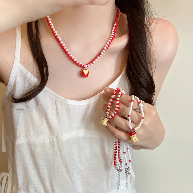 

Simple Small Colorful Natural Stone Pendant Necklace for Women Handmade Rope Chain Necklace Friendship Party Jewelry Gift