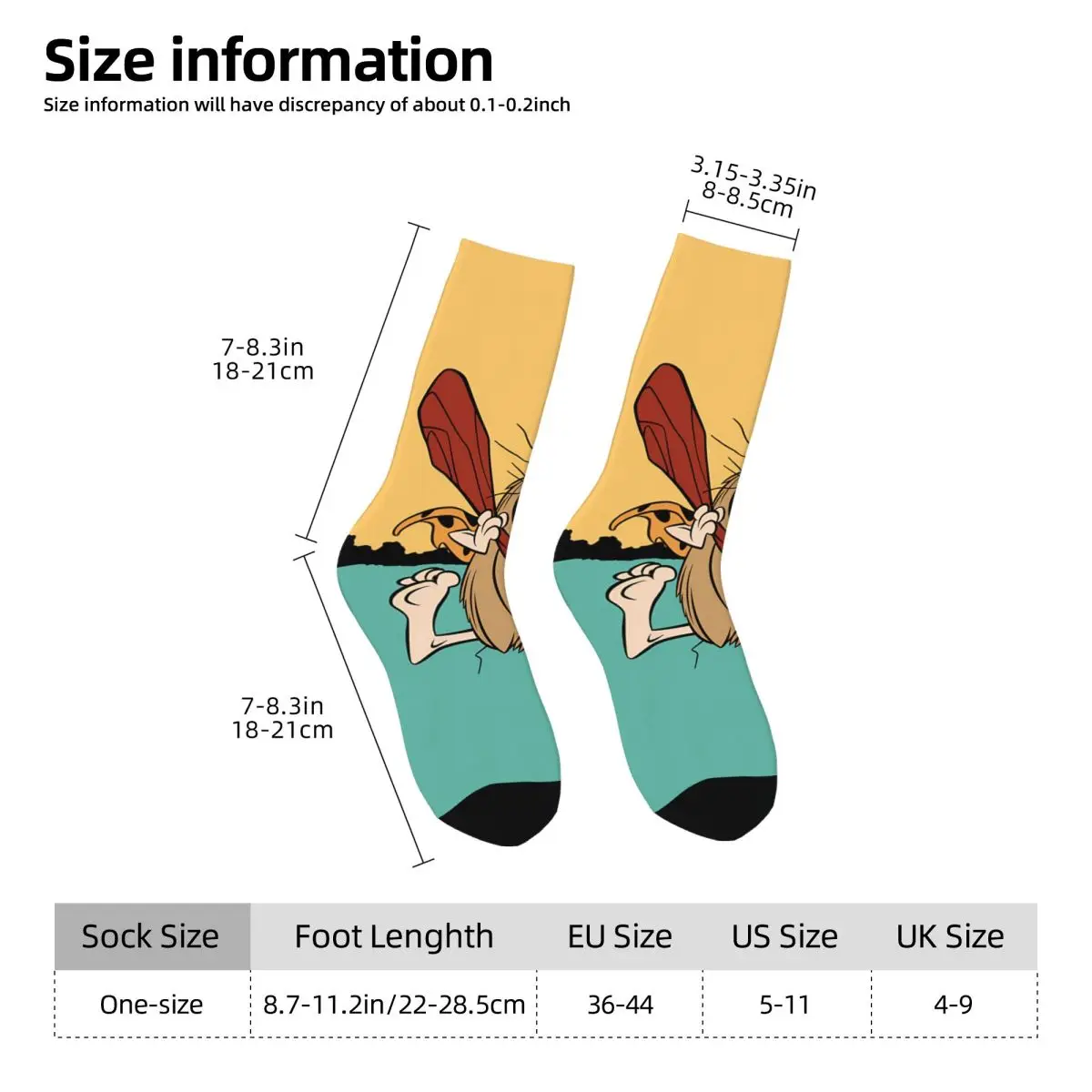 Caveman Cartoon Socks Hiking 3D Print Boy Girls Mid-calf Sock