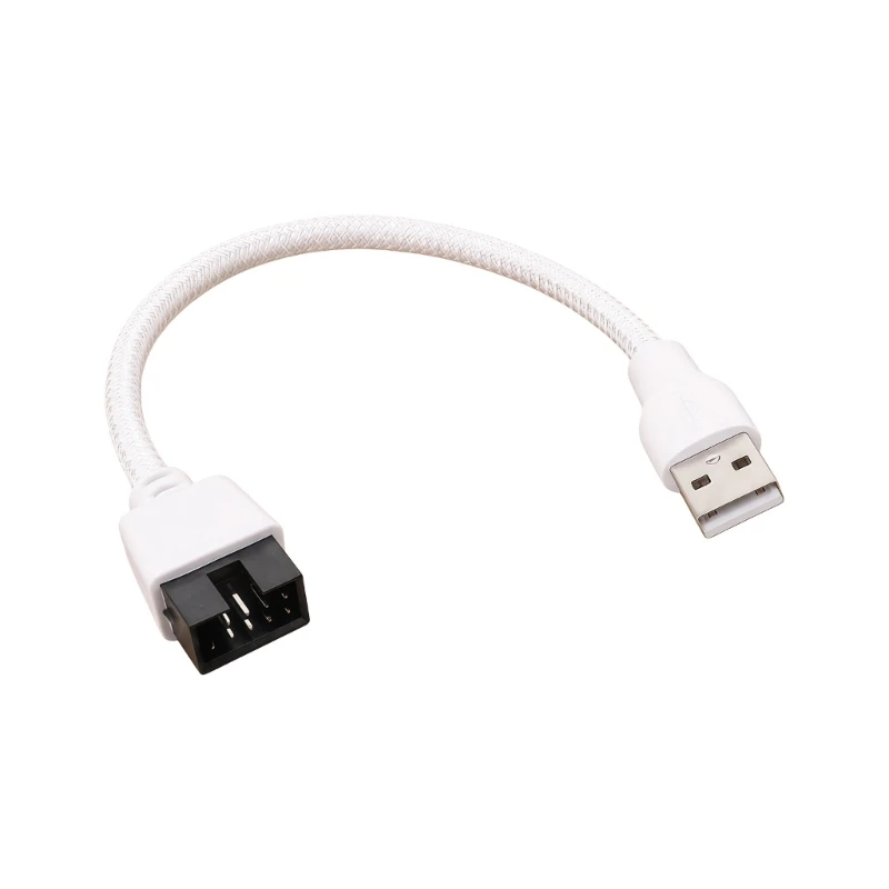 U55B USB A to 9 Pin Cable, 20cm White Sleeve Wire for Mainboard Internal Header