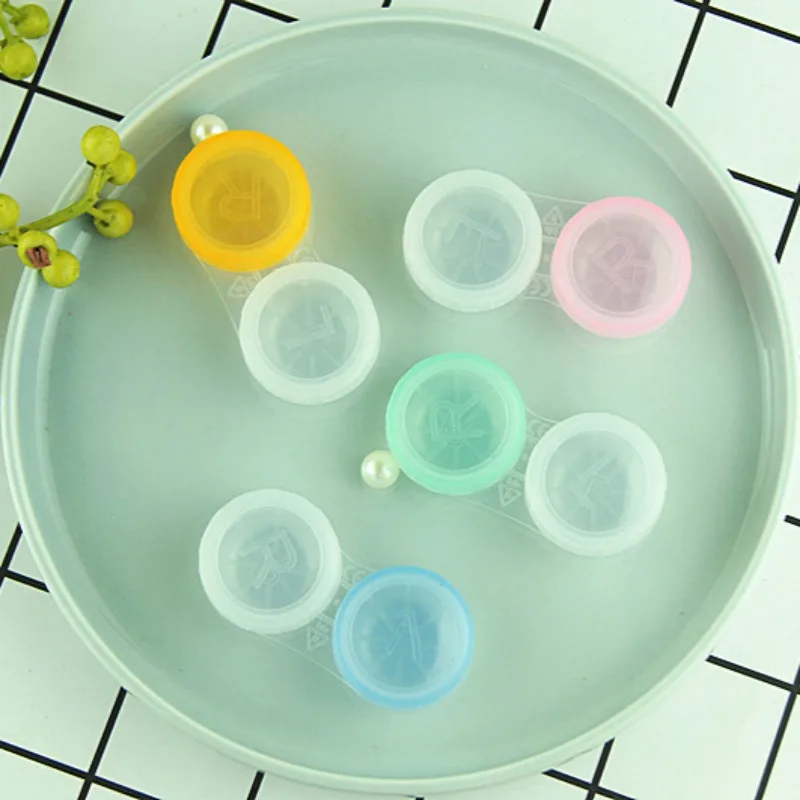 Transparent Candy Color Contact Lens Case Contact Lens Holder Box Left/Right Eyes Contact Lens Container Color At Random