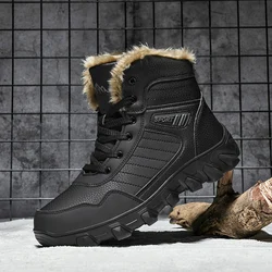 2024 nuovi stivali da uomo invernali pantofole scarpe da uomo calde scarpe da ginnastica in peluche antiscivolo impermeabili stivali in pelle maschili Plus size 48