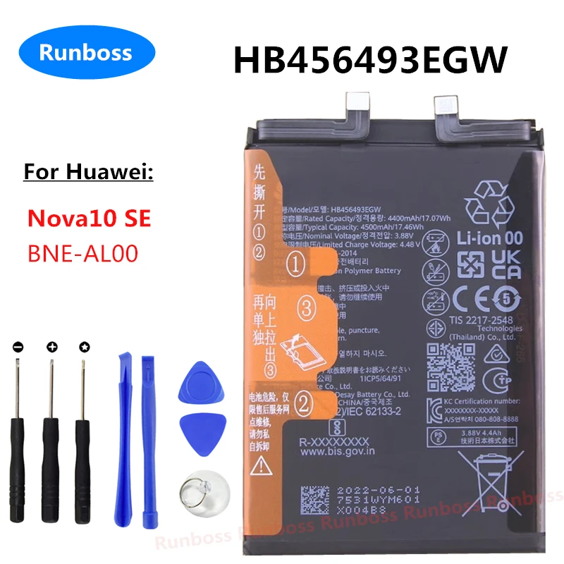 

4500mAh HB456493EGW Original High Quality Battery For Huawei Nova 10 SE Nova10 SE BNE-AL00 Replacement Phone Battery