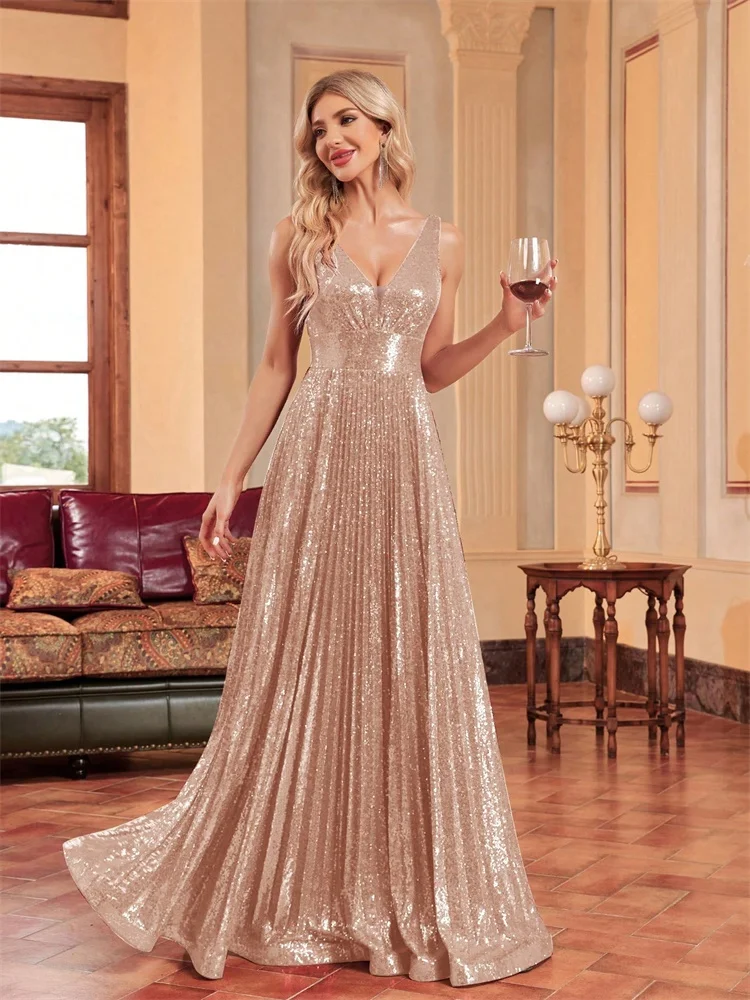 ラグジュアリーvネックノースリーブフォーマルイブニングドレス-レディース-2024-スパンコール-ウェディングパーティー-プロム-マキシカクテルドレス-ベスティドス
