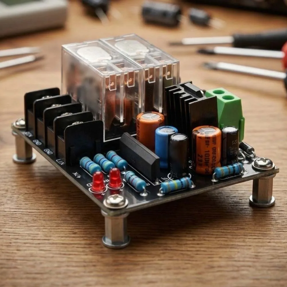 UPC1237 Dual Switch Audio Protection Board for 300W Amplifiers DC Fault Detection LED Indicators and Delayed Activation