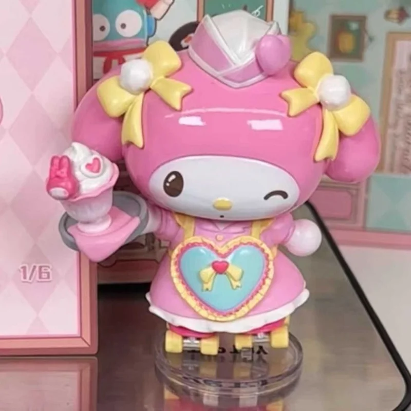 Sanrio personaje patinaje sobre ruedas serie de restaurante caja ciega Linda melodía Kuromi figura de acción modelo muñecas Hangyodon regalos misteriosos