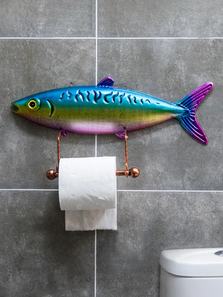 Tuna toilet roll paper rack, toilet wall mounted tissue rack, bathroom toilet toilet paper rack, no punching