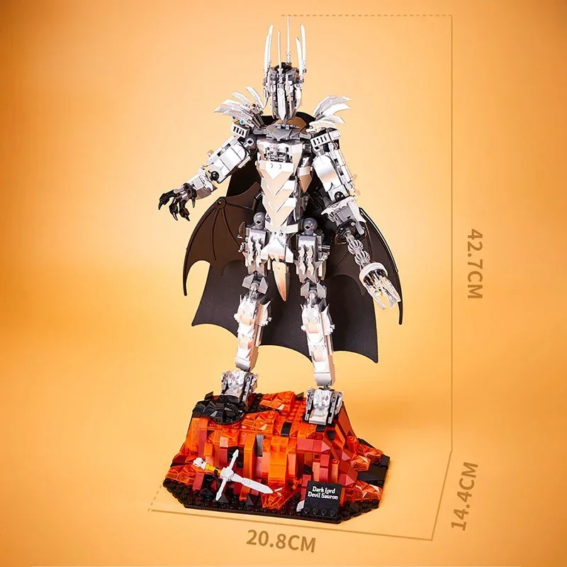 879pcs Lorded Ring Dark Lord Sauroned Mech Cretive Ideas Building Block Game Figures Robot Assemble Bricks Toys Adult Kids Gift