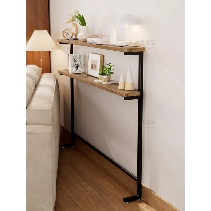 

Customized sofa rear radiator rack bed head and tail gap long strip narrow table double layer space saving storage back cabinet