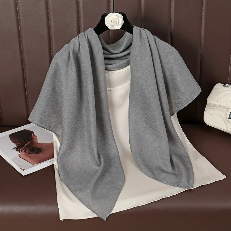 Frauen einfarbig quadratische Baumwolle Viskose Schal Schal hochwertige Druck weiche Schals und Wraps Bufandas muslimischen Hijab 90*90cm – Detail 12