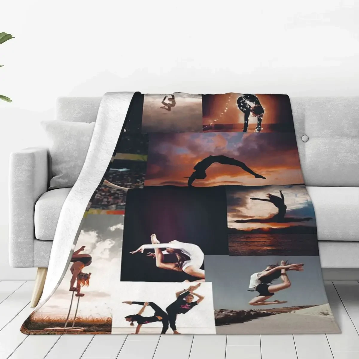 

I Love Gymnastics Plaid Blanket Velvet Spring Autumn Collage Multi-function Soft Throw Blankets for Bedding Couch Bedspread