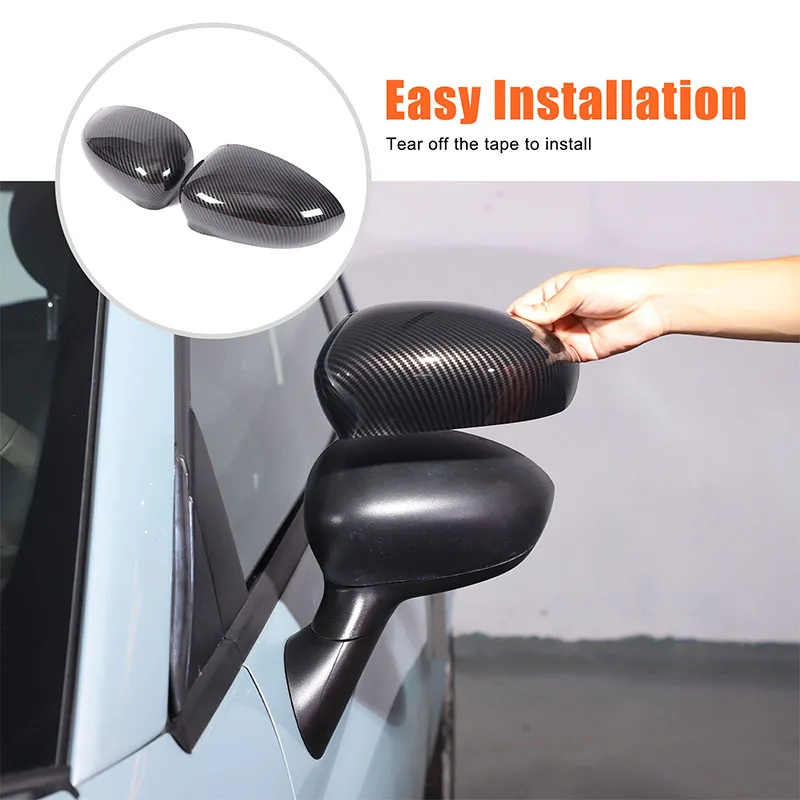 For 2010-2024 Fiat 500  ABARTH 695 Car Exterior Rearview Mirror Protective Cover Carbon Fiber Texture ABS (Replacement Part)