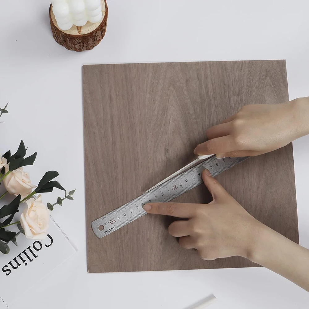 Lychee Life 3Pcs Walnut Wood Veneer Lightweight Craft Board Model Toy Building Carving Handicraft Education DIY Accessories