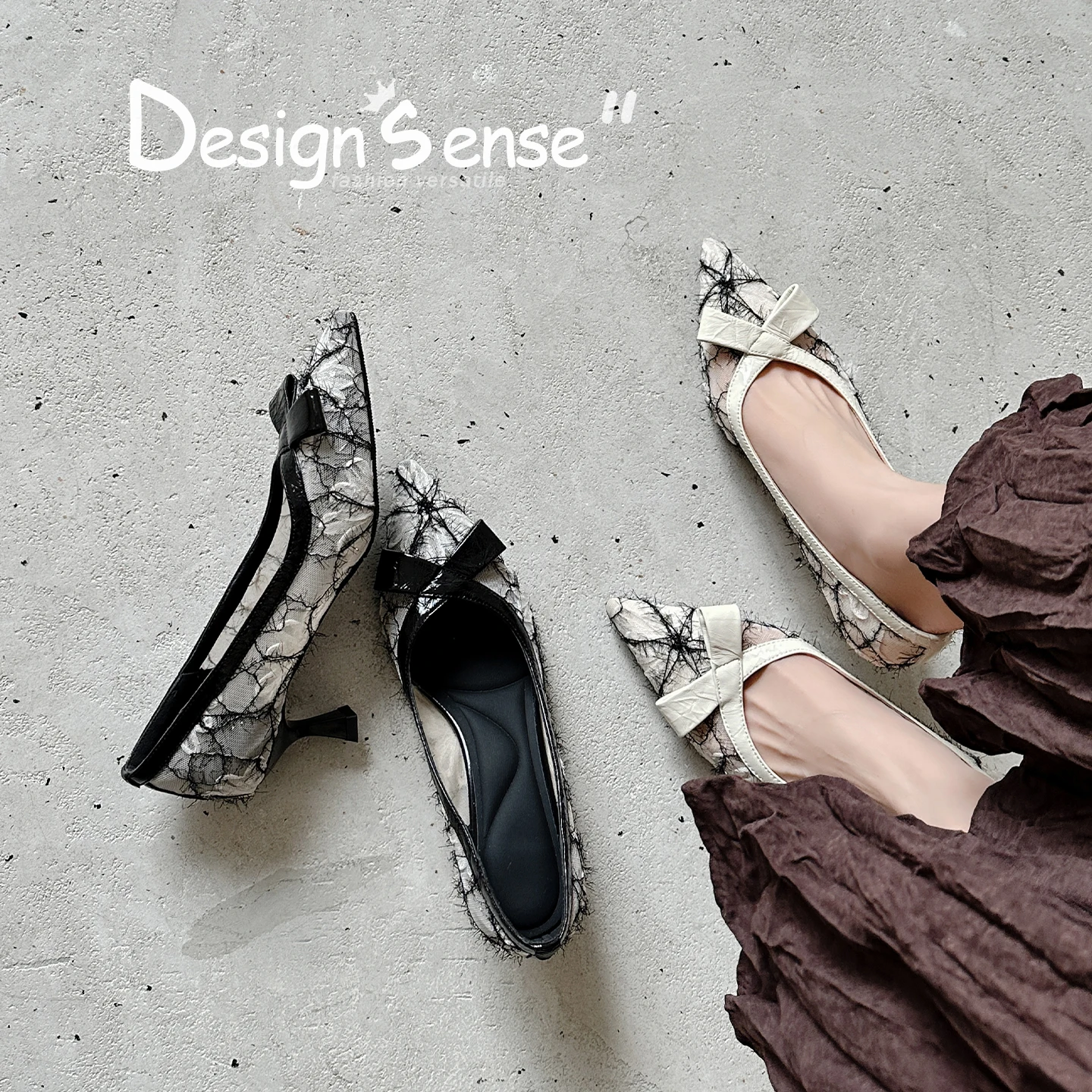 2026 new summer women sandals natural leather 22-24.5cm lace+sheepskin+pigskin pointed toe butterfly-knot high heel women shoes