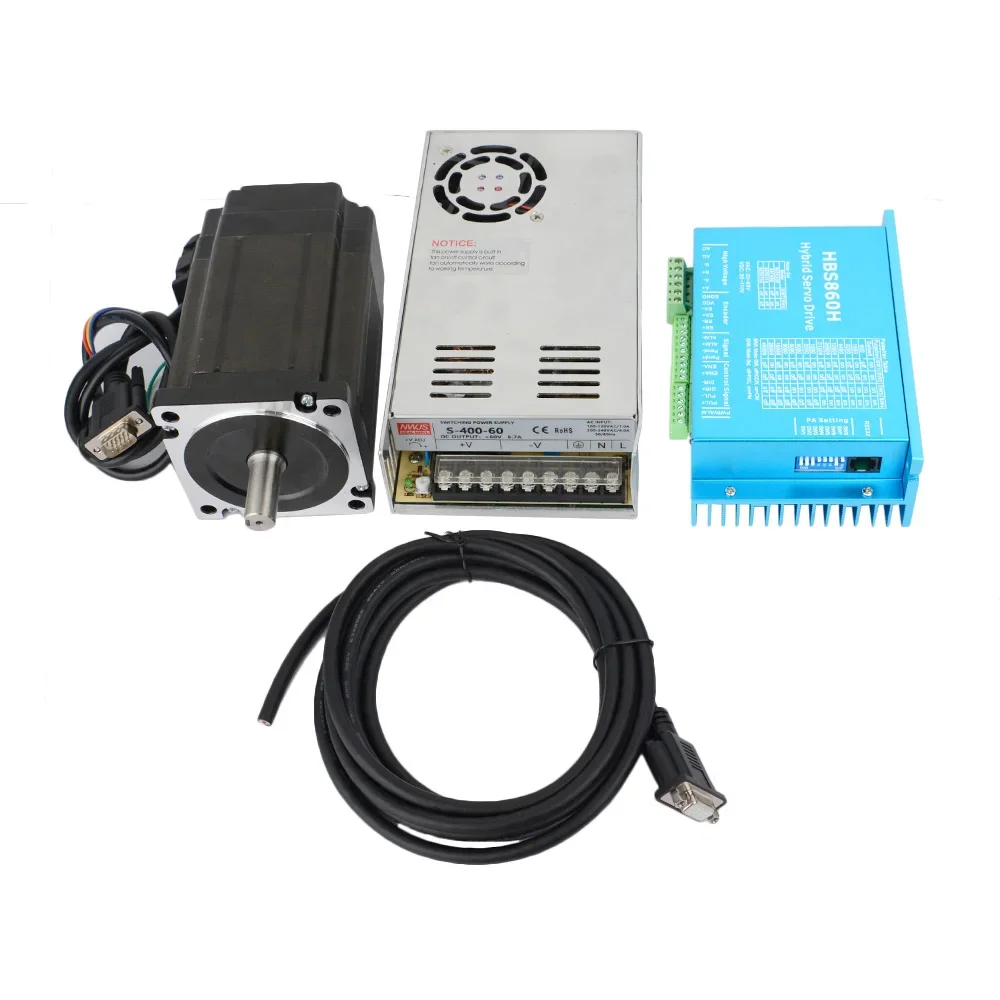 1 set 4 stks NEMA 34 gesloten lus stappenmotor met HBS860H drive (8-dial plastic omhulsel) met mach3