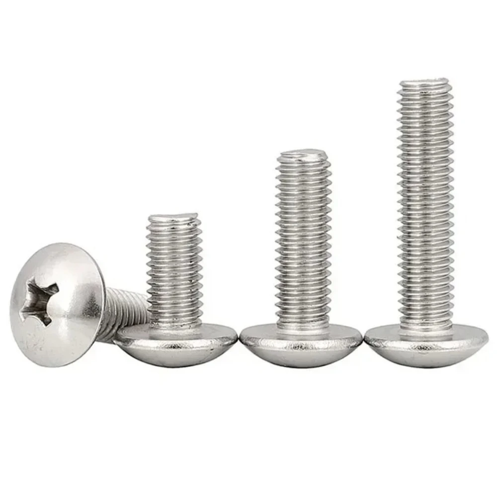50PCS M6 M6X12mm 304 Stainless Steel Cross big Flat Head Screw  M5 Mushroom Head Screw Bolt JISB1111T