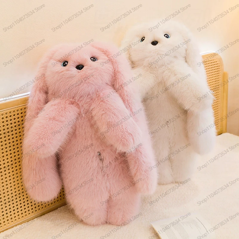 Cute Long Ear Rabbit Plush Toy White Bunny Pillow Companion Stuffed Doll Birthday Gift Kids Girls Home Decoration Soft Fluffy
