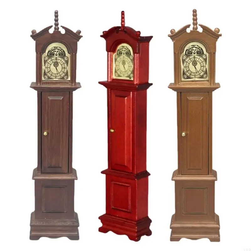 

Y4UD Nostalgic Miniature Floor Clock Dollhouses Accessory Perfect for Retro Enthusiasts and Unique Home Decors
