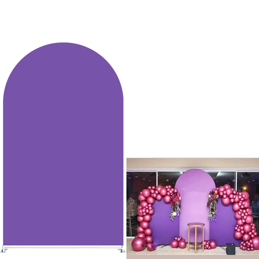 Purple Solid Lavender Arch Fabric Backdrop Covers Birthday Party Favors Decoration 2-Sided Arch Stand Cover for Parties Banner