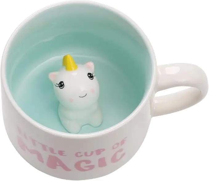 Hand Painted Surprise Ceramic Mug 3D Figurine Inside Colorful Cartoon Figure Coffee Tea Cup Home Kitchen Decor Birthday Gift