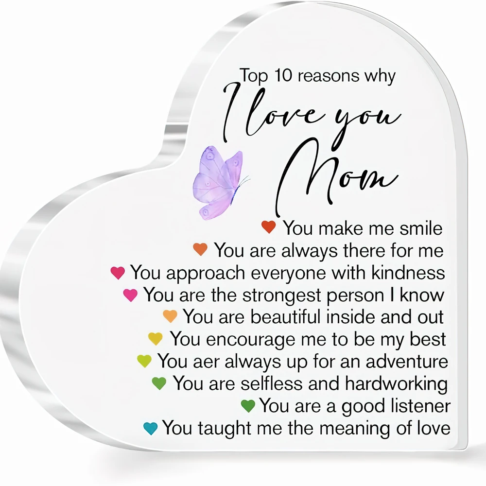 Mother's Gift From Daughter Or Son, Mother's Birthday Christmas Mother's Day, Top 10 Reasons I Love You Mother Sign Acrylic Hear