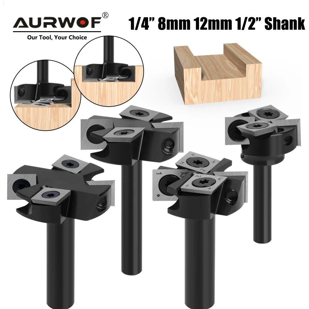 

AURWOF 1/4 8mm 12mm 12.7mm Shank Router Bit With Milling Cutter Cemented Carbide Woodworking Bit Spoilboard Disassemble Drill