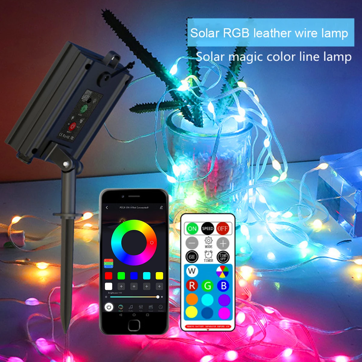 RGBIC Fairy String Light Led Solar Bluetooth Waterproof Garland Christmas String Lamp Smart Dreamcolor for Christmas Party Home