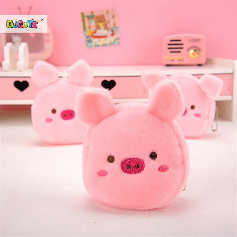 Monedero de felpa bonito, monedero de cerdo rosa, monedero con cremallera, auriculares con cable USB, Mini bolso para llaves, regalo de cumpleaños para niños