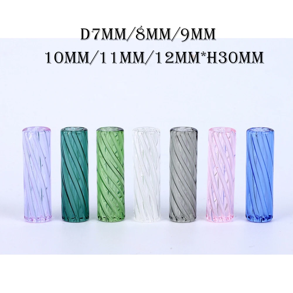 5Pcs 7mm 8mm 9mm 10mm 12mm H30mm Mini Glass Cigaret Pipe Filter Tips Round Mouth for Dry Herb Tobacco Rolling Drip With 7 Holes view 2