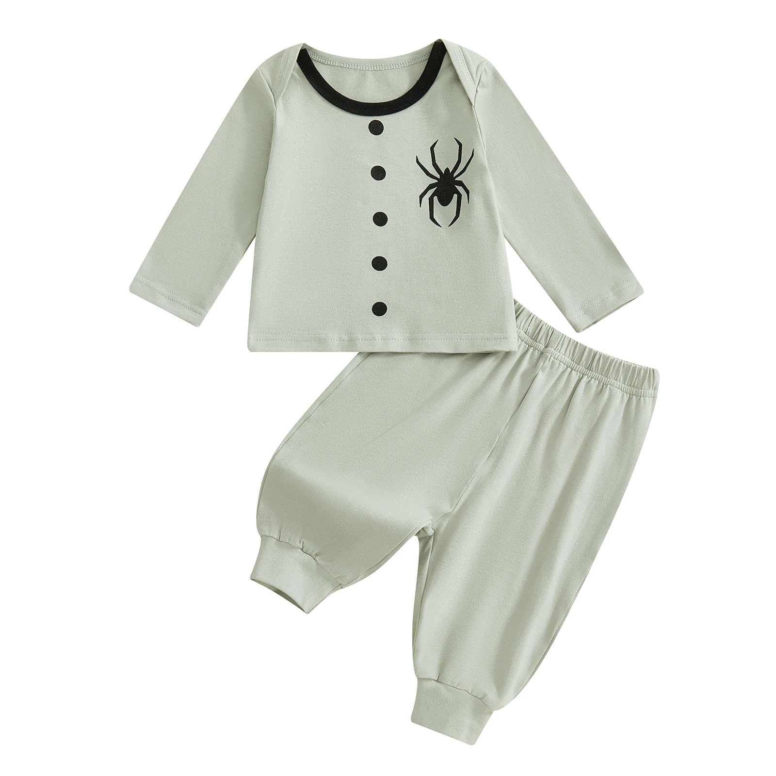 

Baby Boy Halloween Outfit Dot Spider Print Long Sleeve Shirt and Elastic Pants 2 Piece Clothes for Toddler