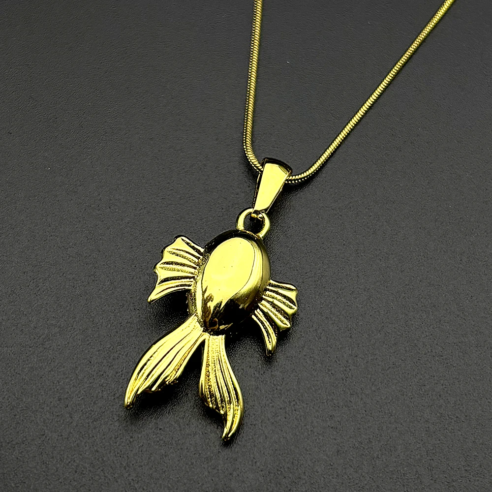 Halskette mit kleinem goldenen Fisch-Anhänger für Damen und Herren, Edelstahl, goldfarben, Lucky China, schöne Tierkette, Schmuck, Geschenke – Detail 5