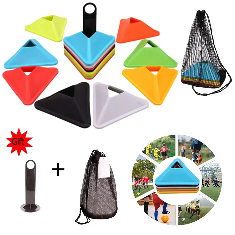 20PCS 40PCS Football Training Disc Triangle Soccer Practice Field basket Sport Agility Training Logo Cone attrezzatura portatile