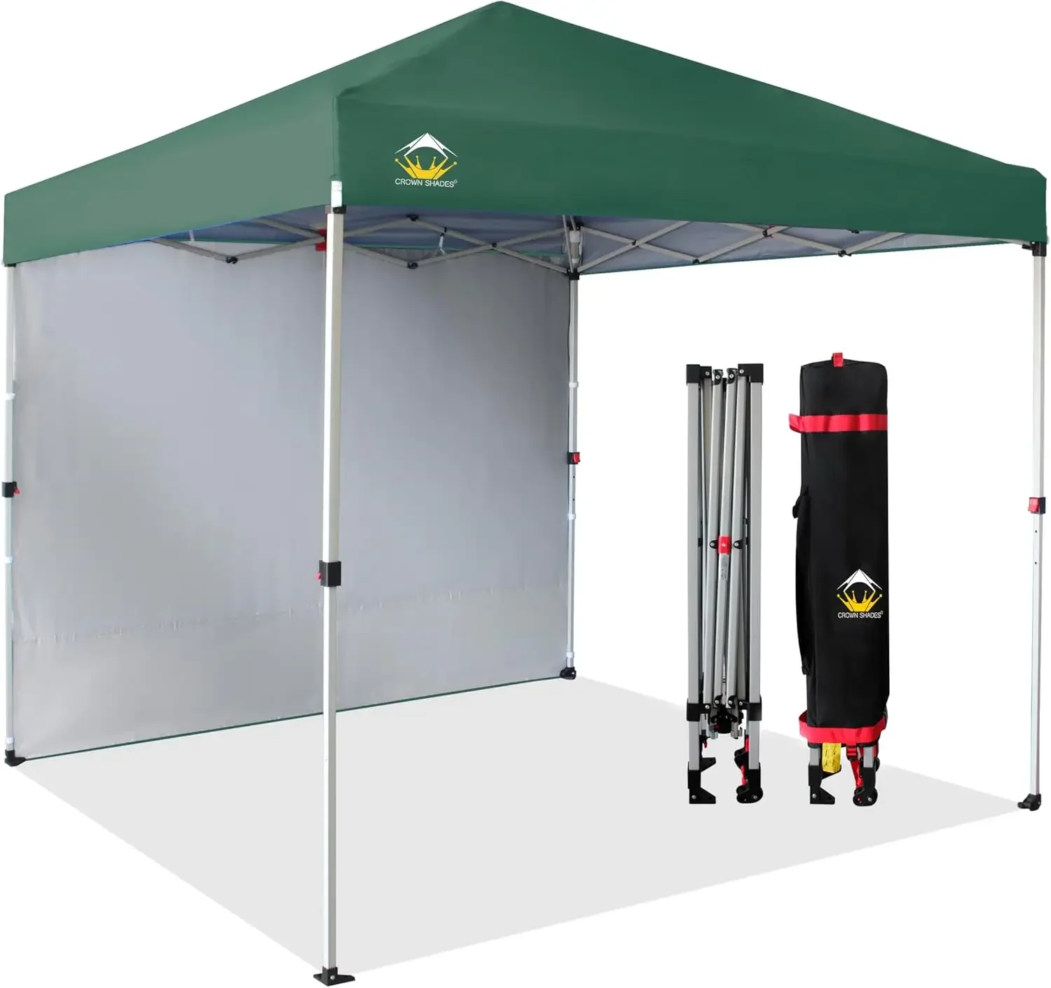 

8x8 Pop up Canopy Instant Canopy with 1 Removable Sidewall,4 Ropes & 8 Stakes, STO'N and Go Bag, Forest Green