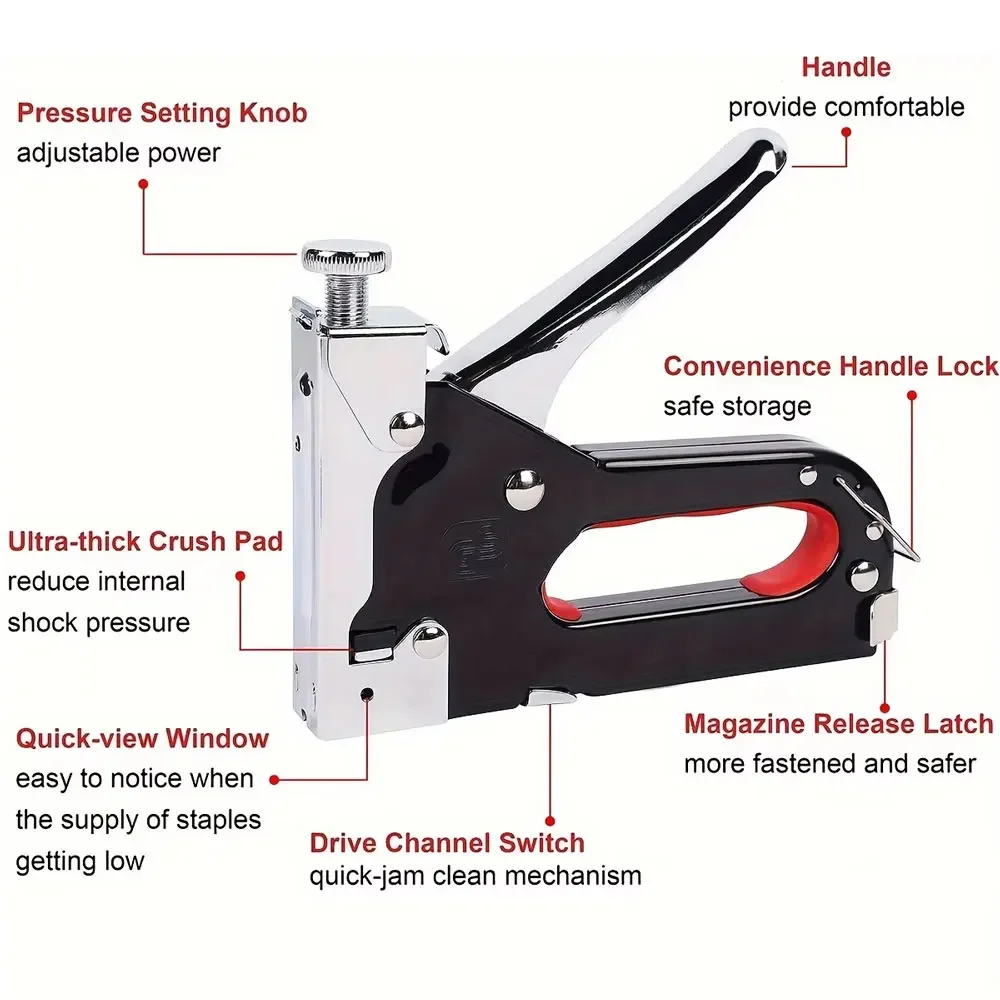 مجموعة مسدس مسامير دباسة 3 في 1 للتثبيت تتضمن 3000 قطعة من الدبابيس أدوات متينة متعددة الوظائف للمنزل الاحترافي