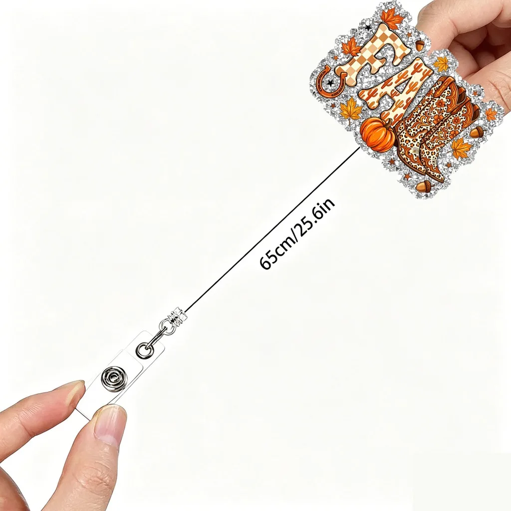 Retractable Badge Reel, Thanksgiving Fall Pumpkin Pattern Id Badge Holder For Medical Staff Id Card Holder With Alligator Clip