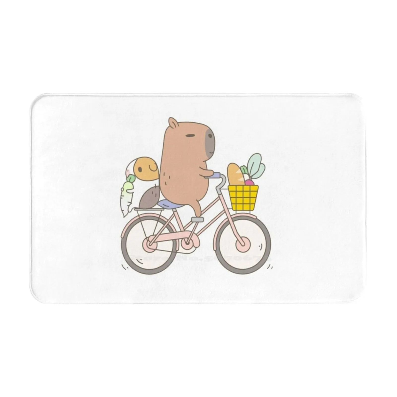 Bubu The Guinea Pig , Biking 3D Household Goods Mat Rug Carpet Foot Pad Funny Capybaras Guinea Pig Capibara South America