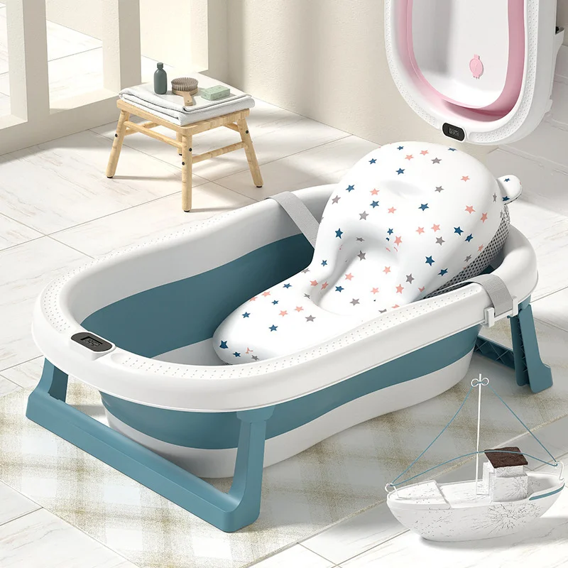 Convenient Baby Bathtub Can Sit Lie Down Folding Basin with Intelligent Temperature Feeling Thickened Bath Bucket