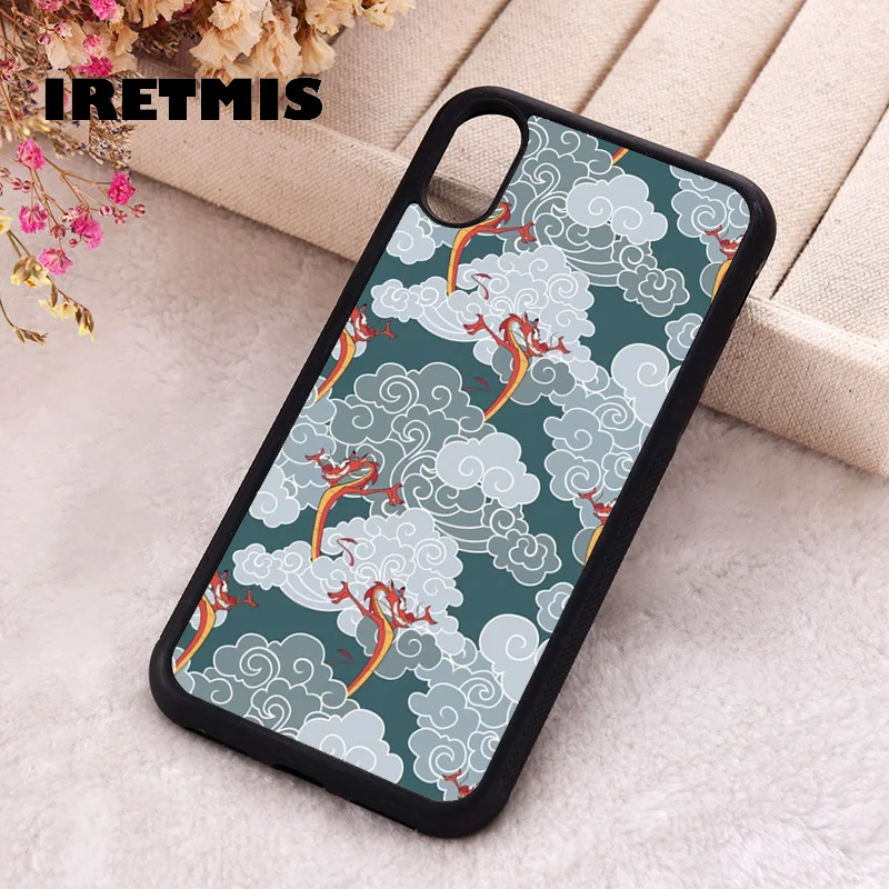 Iretmis Phone Cover Case For iPhone X XS Max XR 11 12 13 PRO MINI 14 15 16 Plus Rubber Silicone TPU Cloud dragon